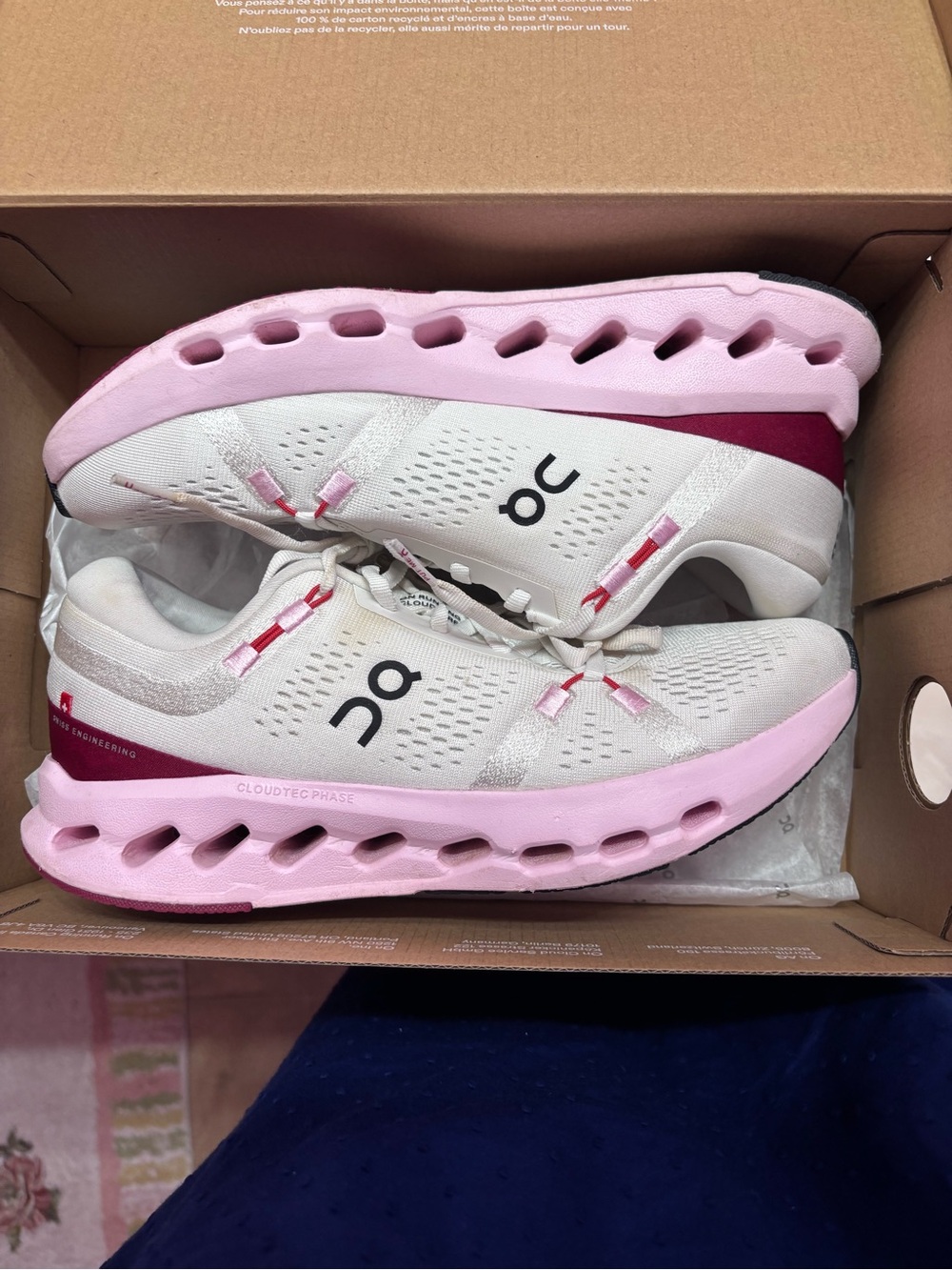On Running Women's Cloudtec Phase Sneakers in White and Pink